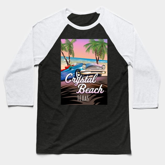 Crystal Beach Texas vacation poster Baseball T-Shirt by nickemporium1